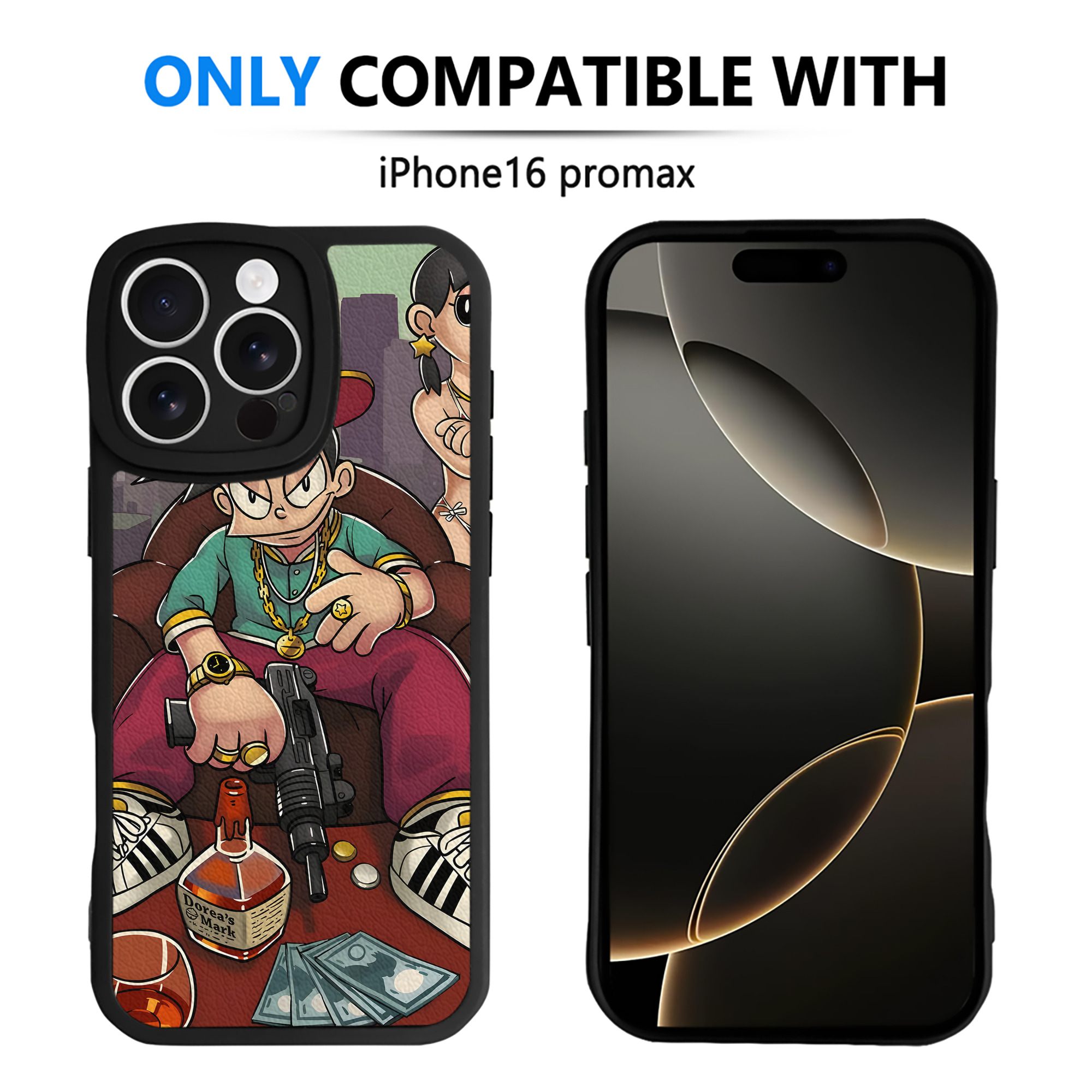 （画像用） ドラえもん Doraemon 【iPhone 16シリーズ対応】シリコンスマホケース（レザー調） 材質：シリコン